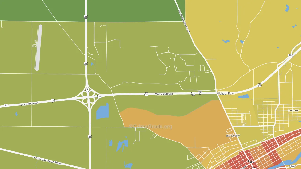 Ridgeview, IN Map of Robbery Rates