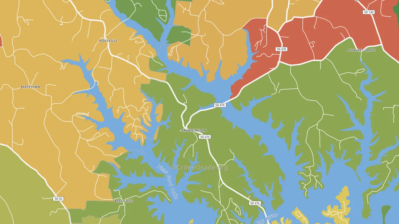 Ridgeville, TN Map of Robbery Rates