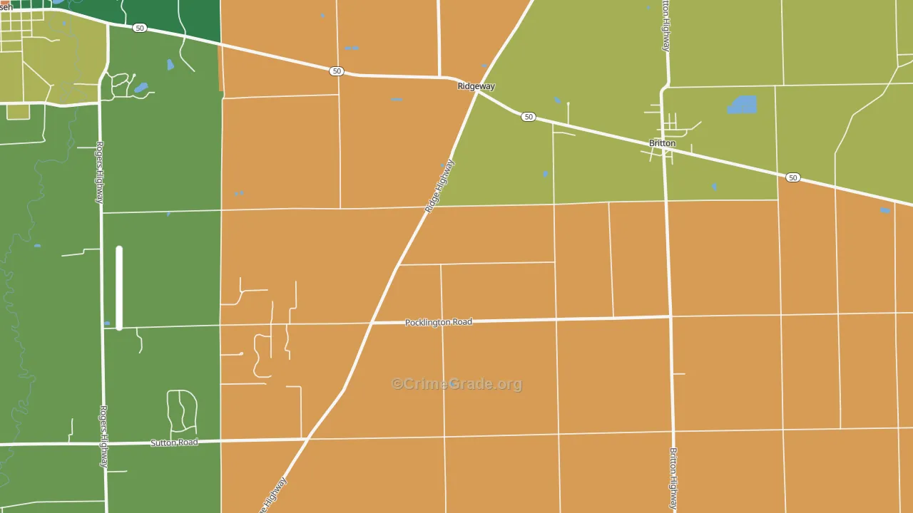 Ridgeway, MI Map of Robbery Rates