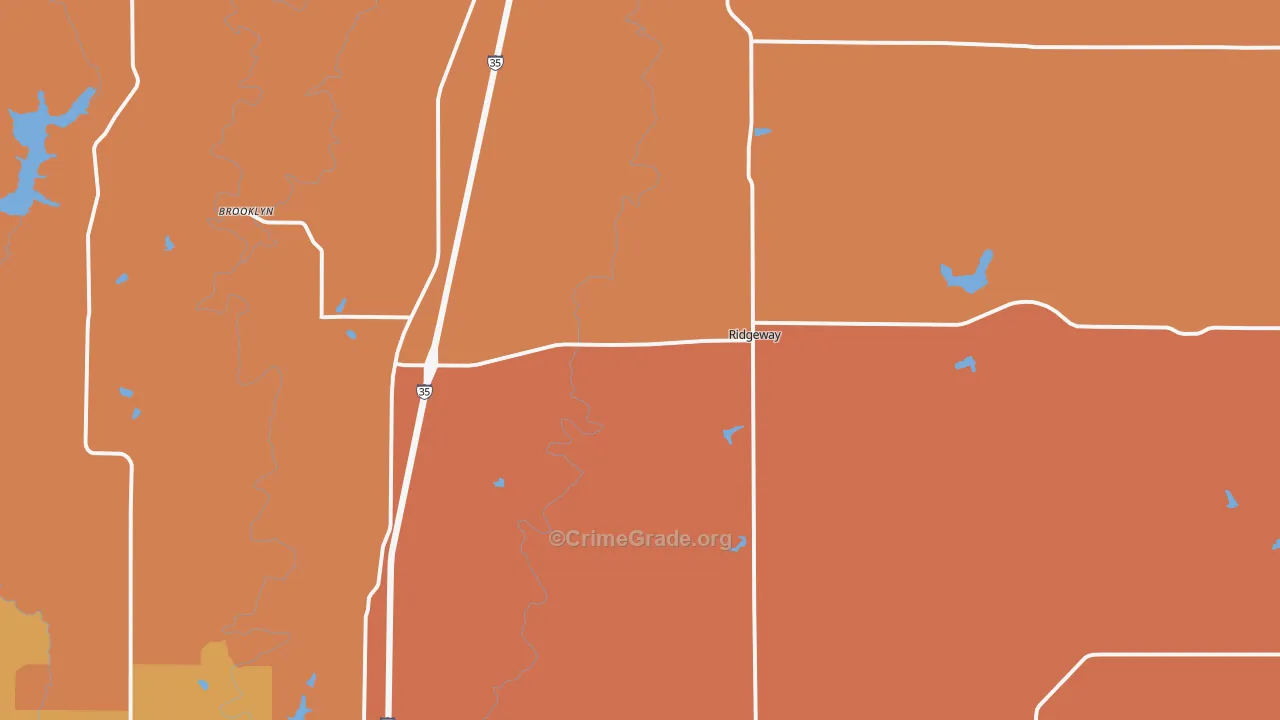 Ridgeway, MO Map of Robbery Rates