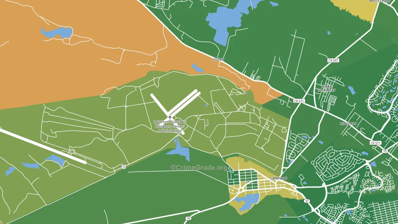 Ridgeway, NJ Map of Robbery Rates