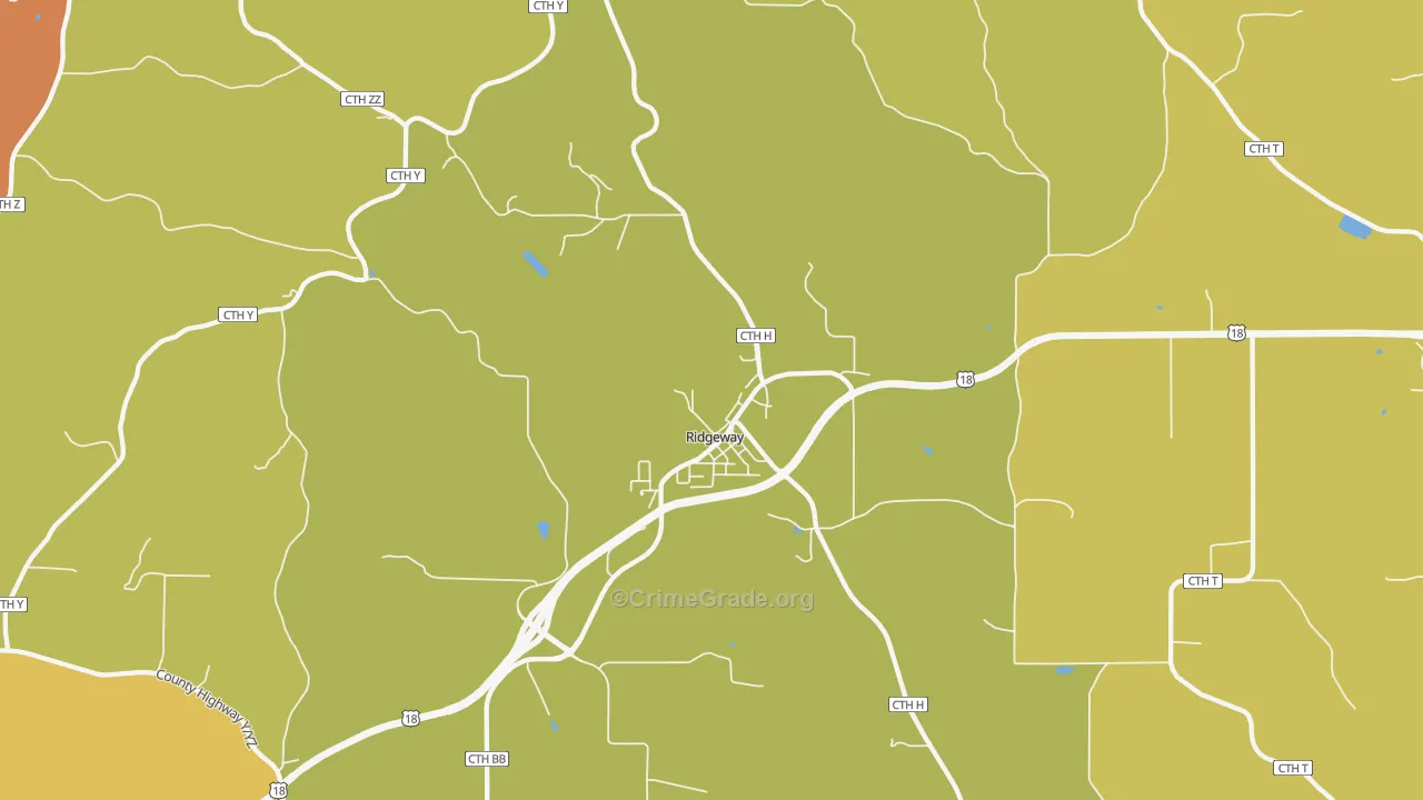 Ridgeway, WI Map of Robbery Rates