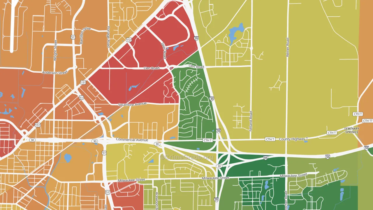 Ridgewood, Madison, WI Map of Robbery Rates
