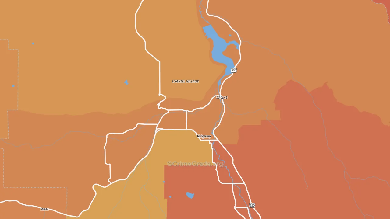 Ridgway, CO Map of Robbery Rates