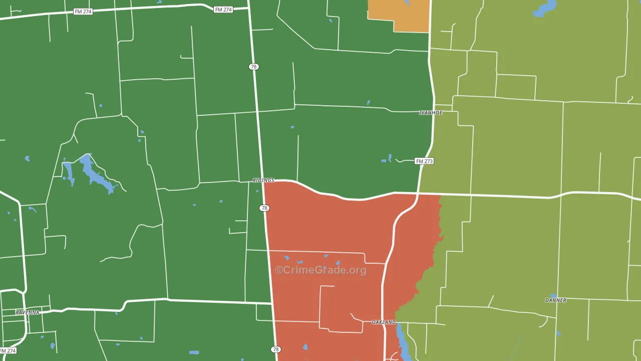 Ridings, TX Map of Robbery Rates