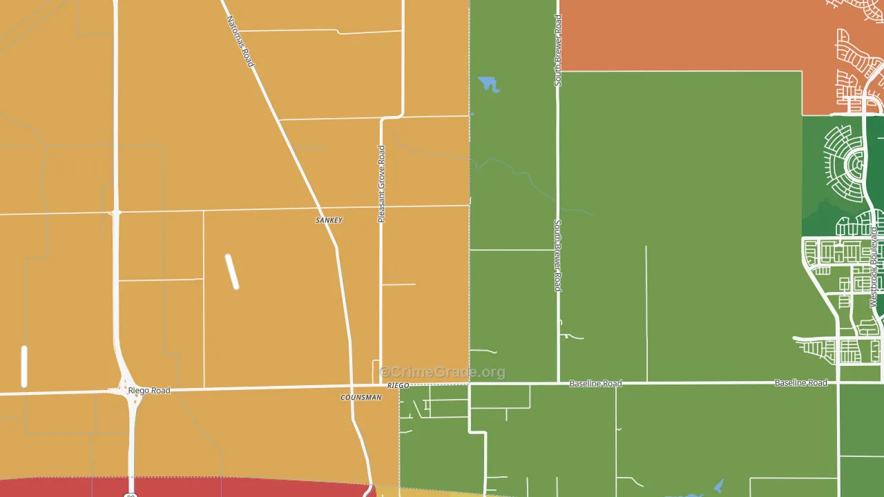 Riego, CA Map of Robbery Rates