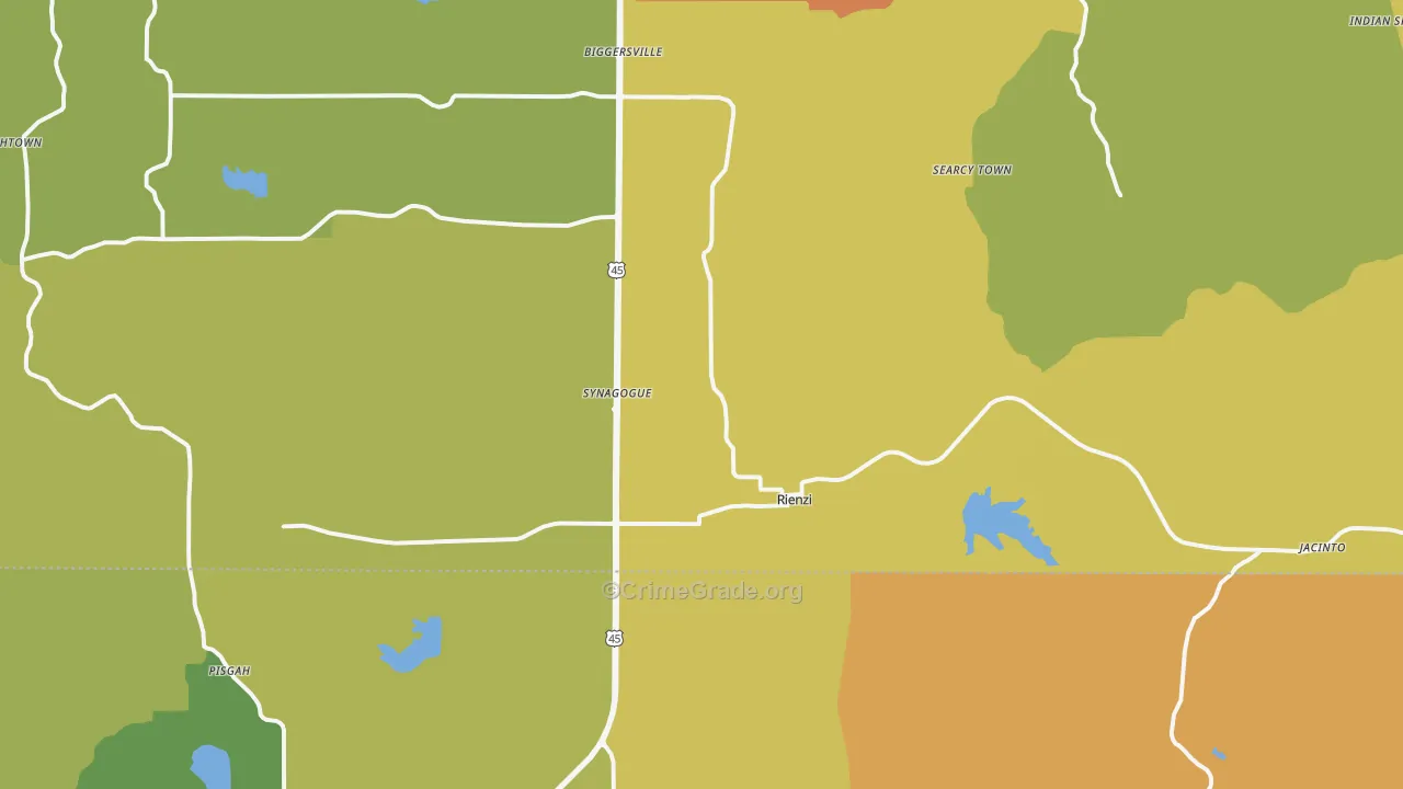 Rienzi, MS Map of Robbery Rates