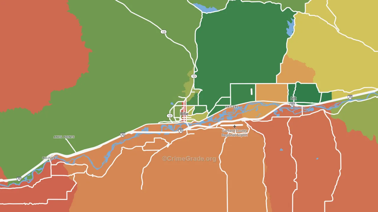 Rifle, CO Map of Robbery Rates