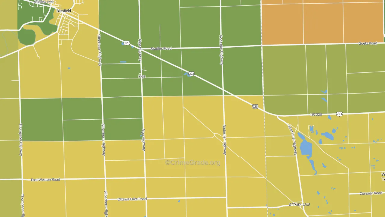 Riga, MI Map of Robbery Rates