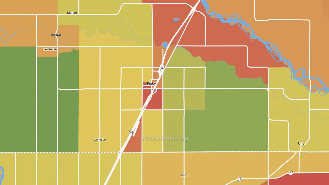 Rigby, ID Map of Robbery Rates