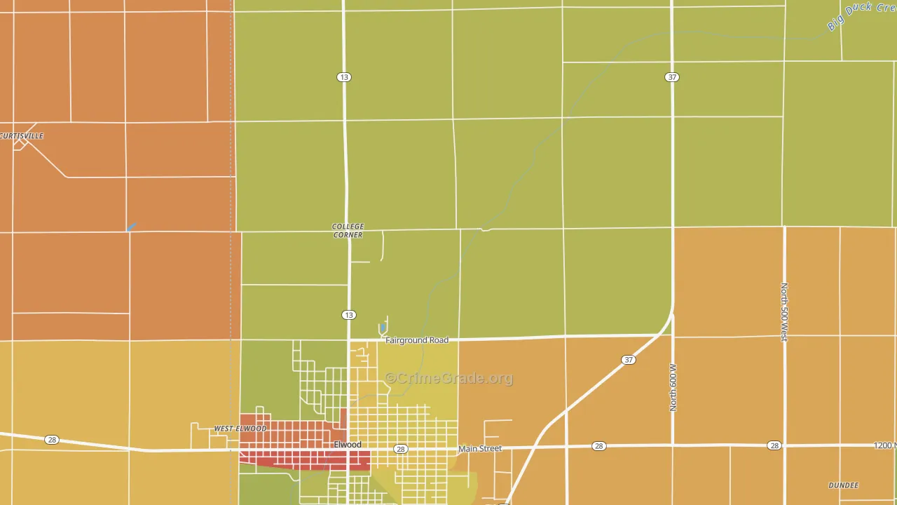 Rigdon, IN Map of Robbery Rates