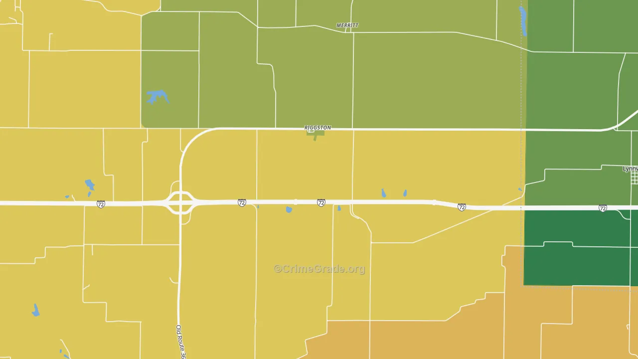 Riggston, IL Map of Robbery Rates