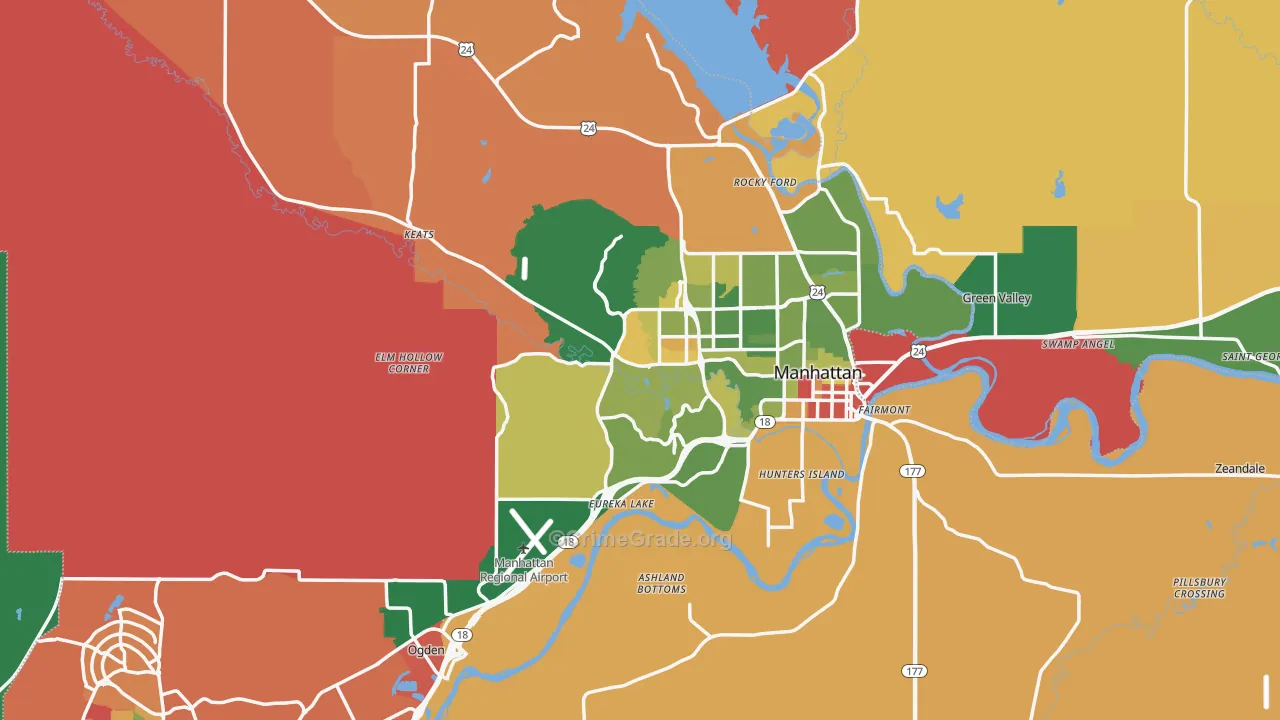 Riley County, KS Map of Robbery Rates