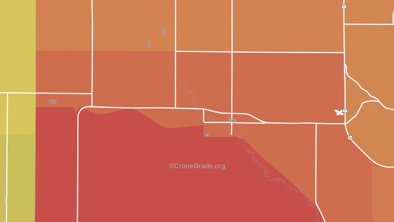 Riley, KS Map of Robbery Rates