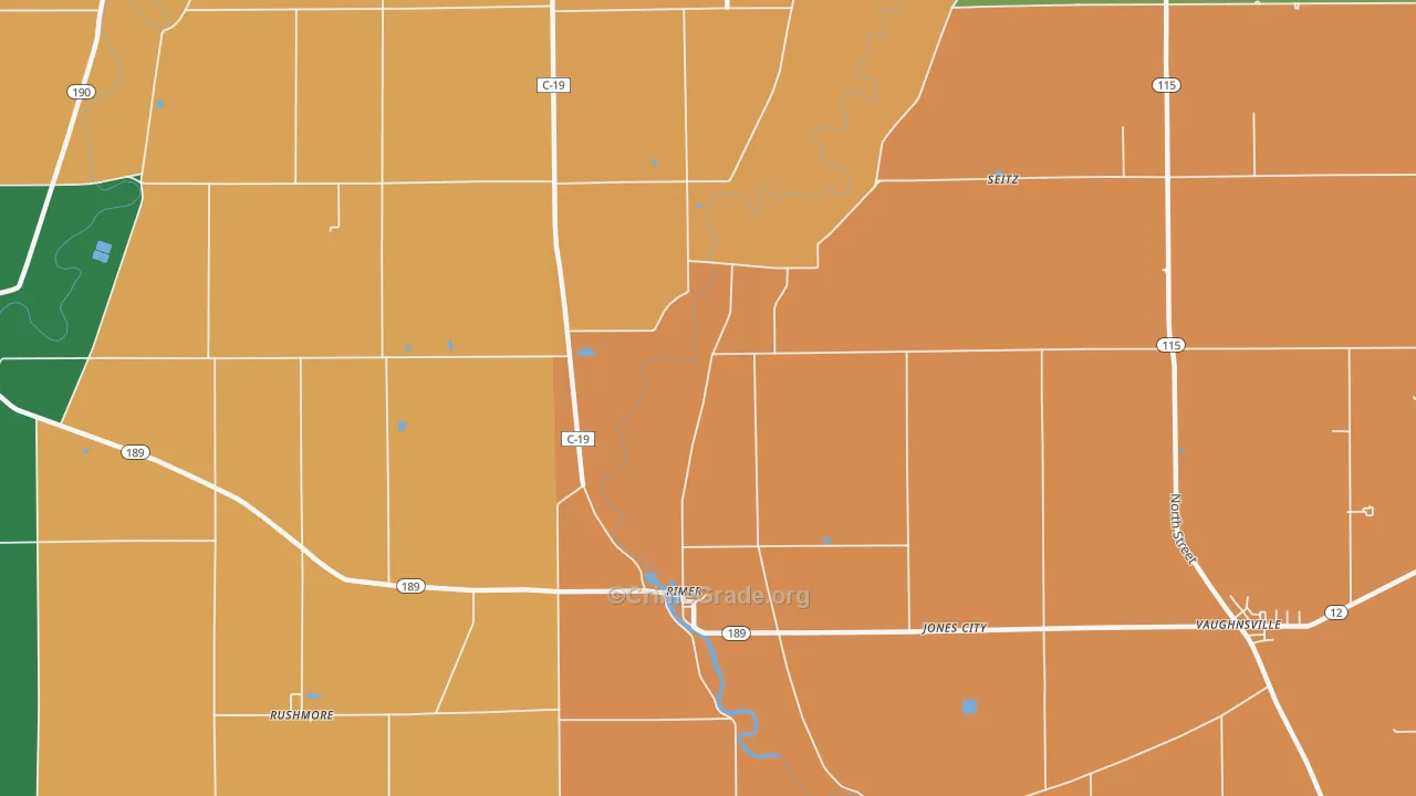 Rimer, OH Map of Robbery Rates