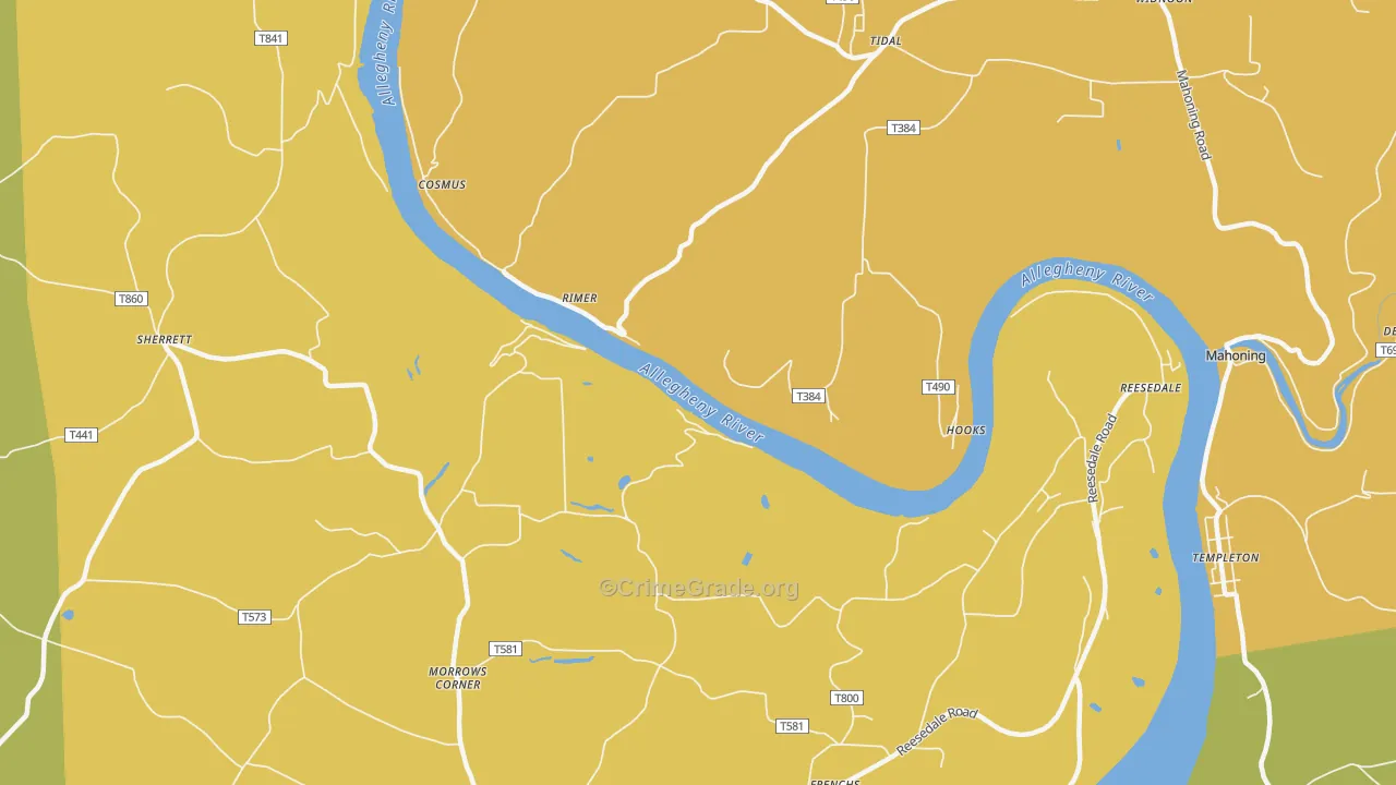 Rimer, PA Map of Robbery Rates
