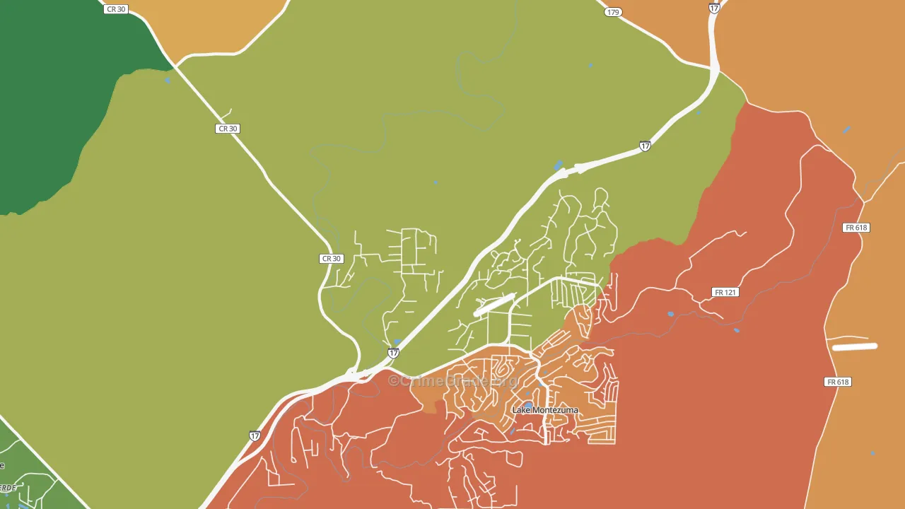 Rimrock, AZ Map of Robbery Rates