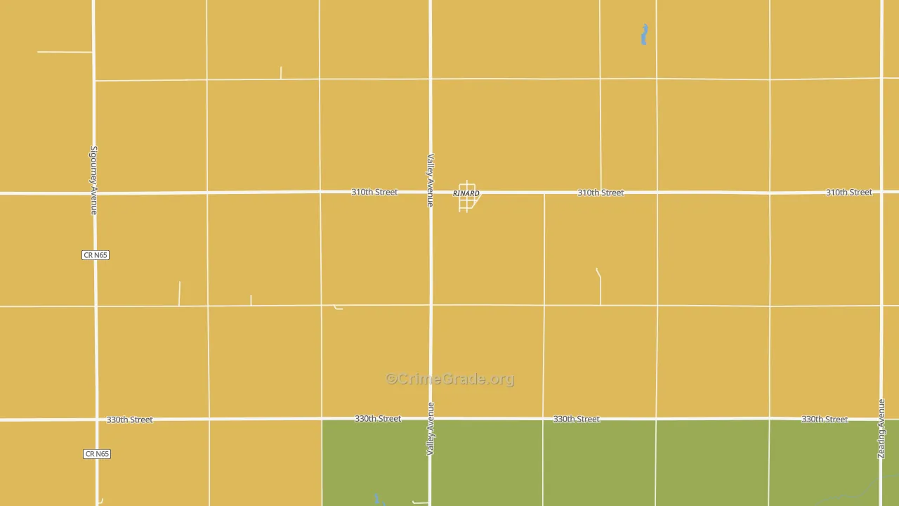 Rinard, IA Map of Robbery Rates
