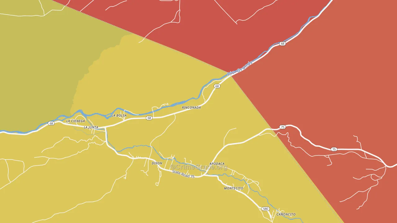 Rinconada, NM Map of Robbery Rates