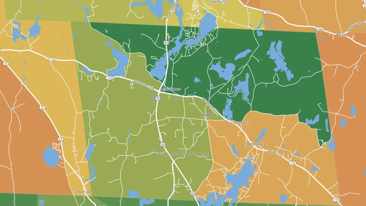 Rindge, NH Map of Robbery Rates
