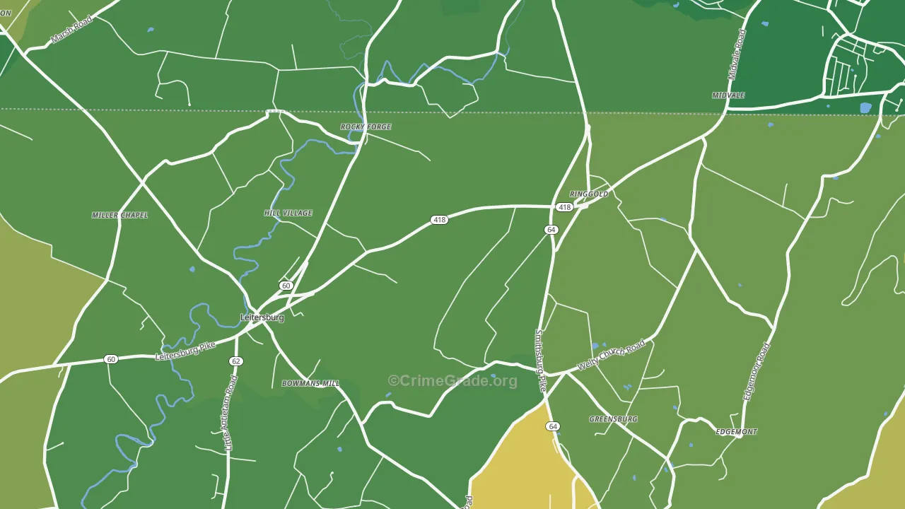 Ringgold, MD Map of Robbery Rates
