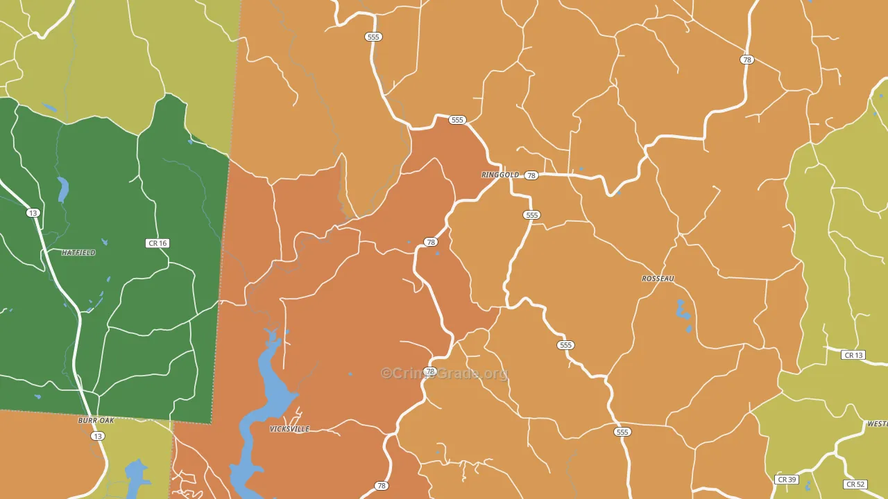 Ringgold, OH Map of Robbery Rates
