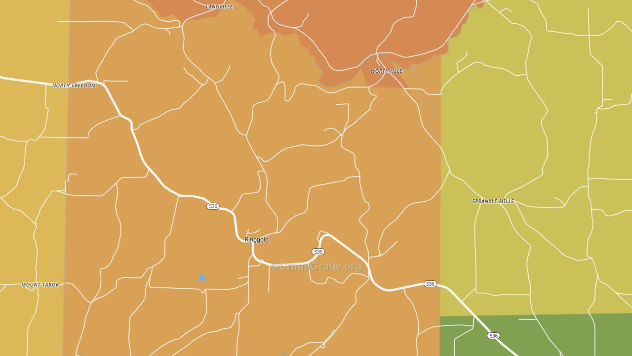 Ringgold, PA Map of Robbery Rates