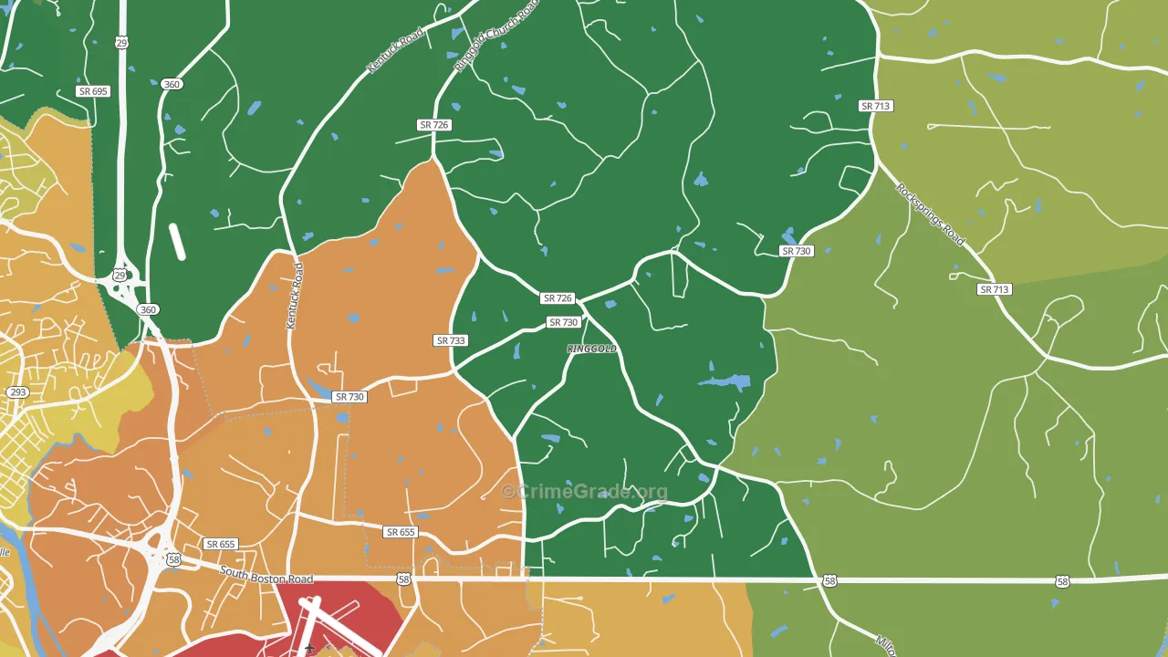 Ringgold, VA Map of Robbery Rates