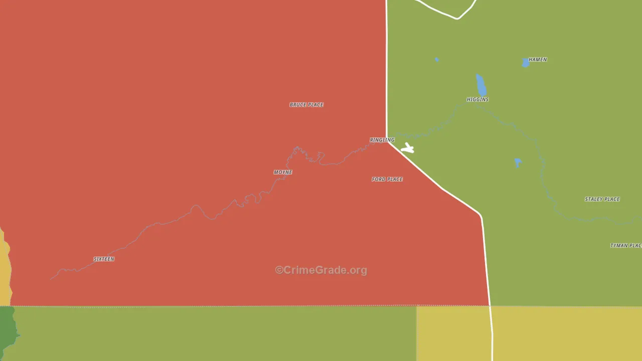 Ringling, MT Map of Robbery Rates