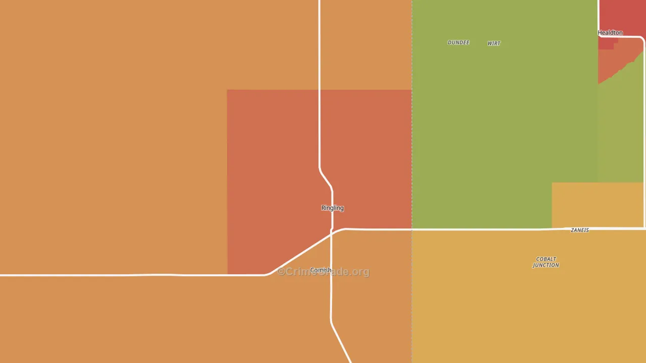 Ringling, OK Map of Robbery Rates