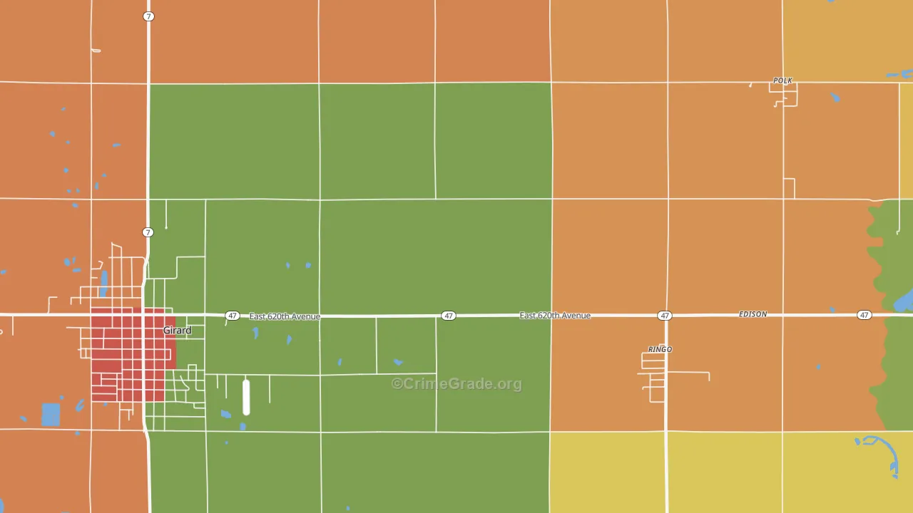 Ringo, KS Map of Robbery Rates