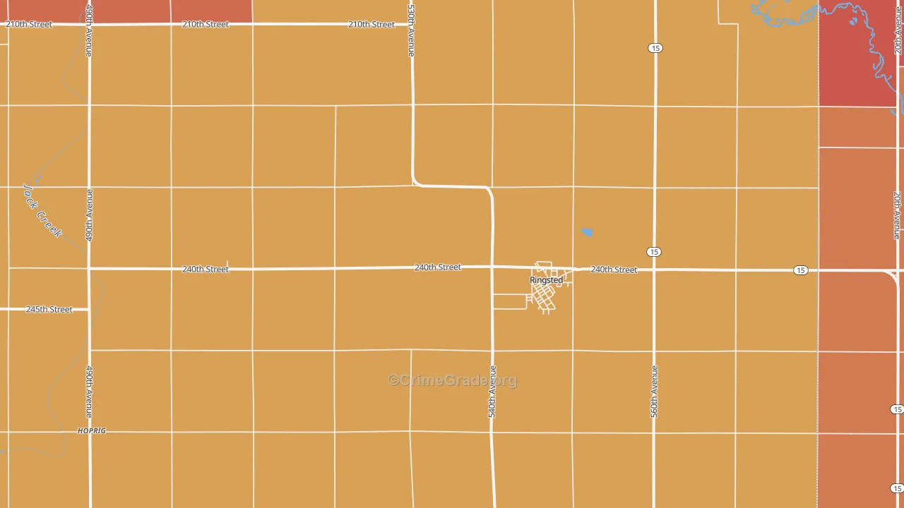 Ringsted, IA Map of Robbery Rates