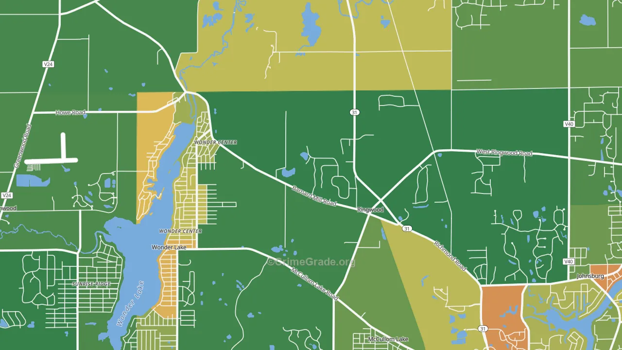 Ringwood, IL Map of Robbery Rates