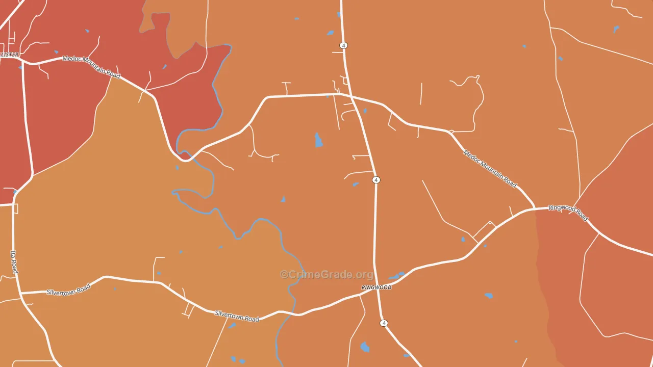 Ringwood, NC Map of Robbery Rates