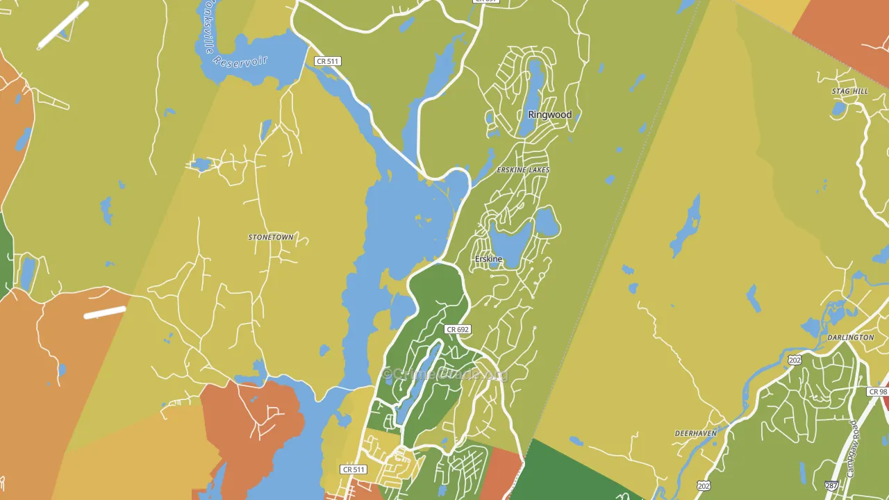 Ringwood, NJ Map of Robbery Rates