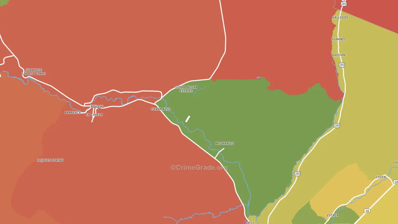 Rio Arriba County, NM Map of Robbery Rates
