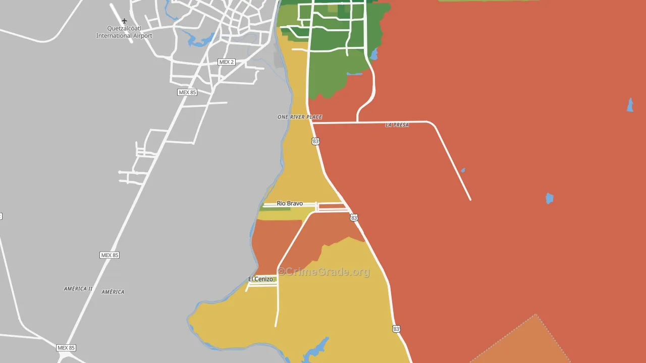 Rio Bravo, TX Map of Robbery Rates