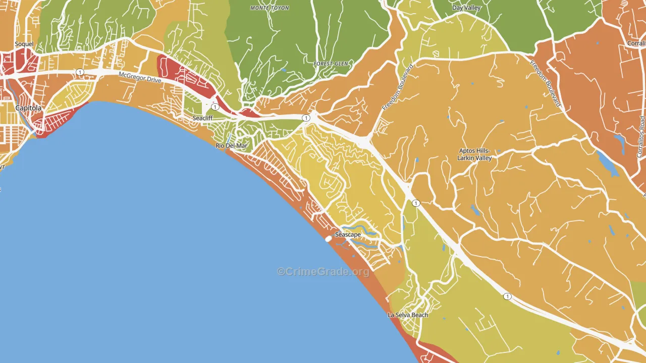 Rio del Mar, CA Map of Robbery Rates