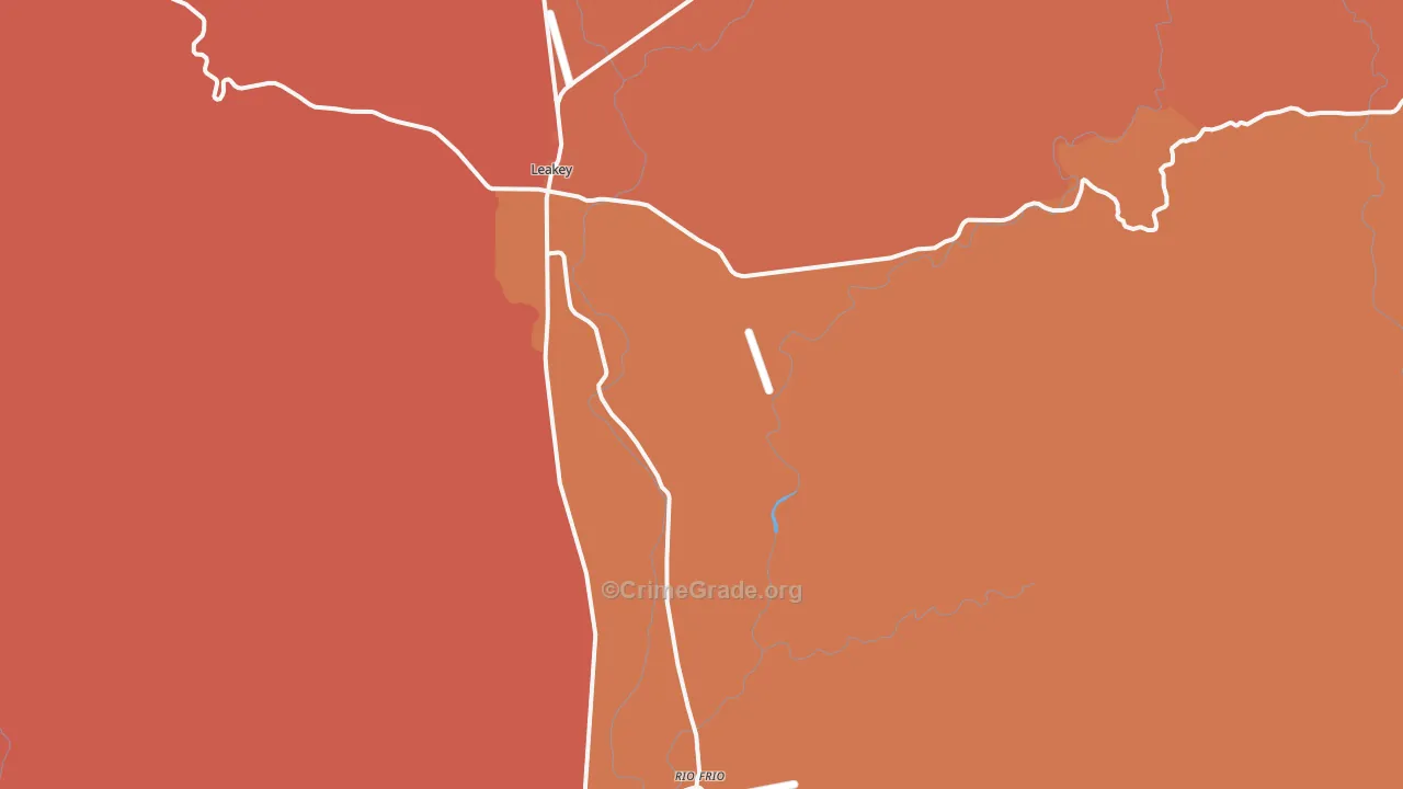 Rio Frio, TX Map of Robbery Rates