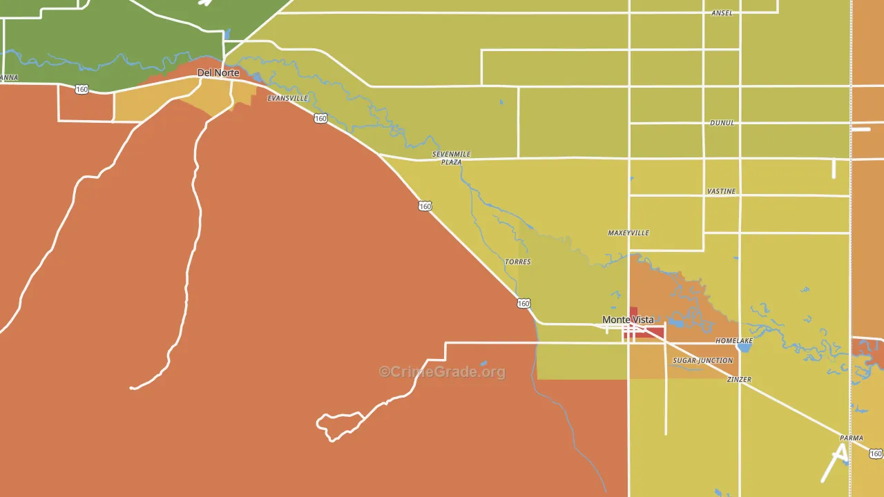 Rio Grande County, CO Map of Robbery Rates