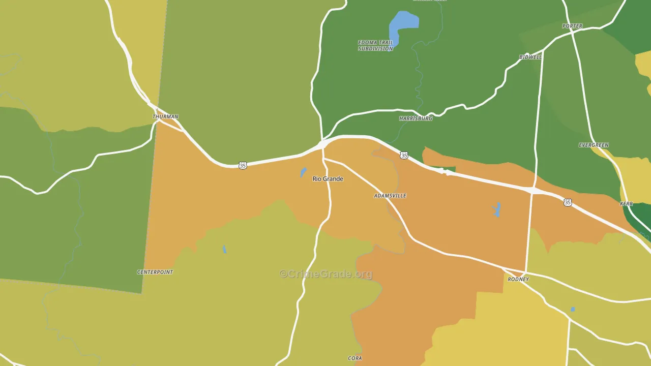 Rio Grande, OH Map of Robbery Rates