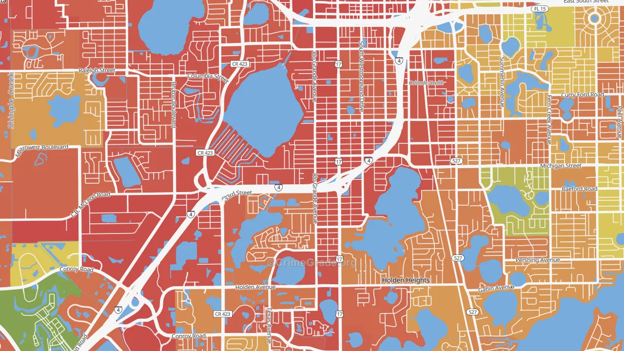 Rio Grande Park, Orlando, FL Map of Robbery Rates