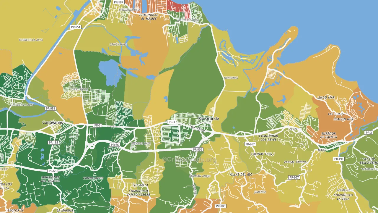 Rio Grande, PR Map of Robbery Rates