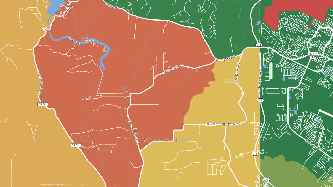 Rio Medina, TX Map of Robbery Rates