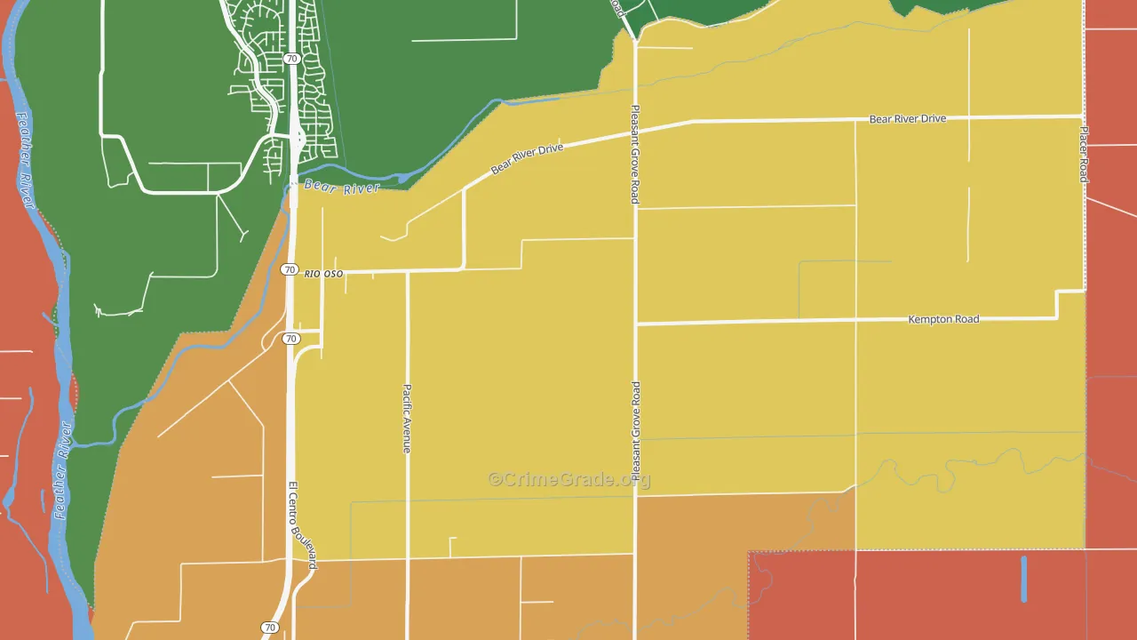 Rio Oso, CA Map of Robbery Rates