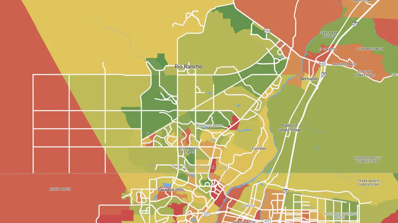 Rio Rancho, NM Map of Robbery Rates