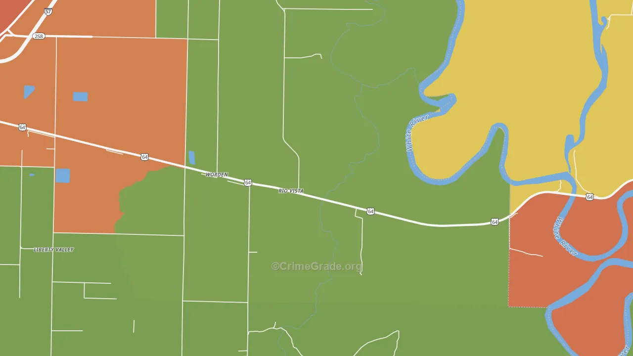 Rio Vista, AR Map of Robbery Rates
