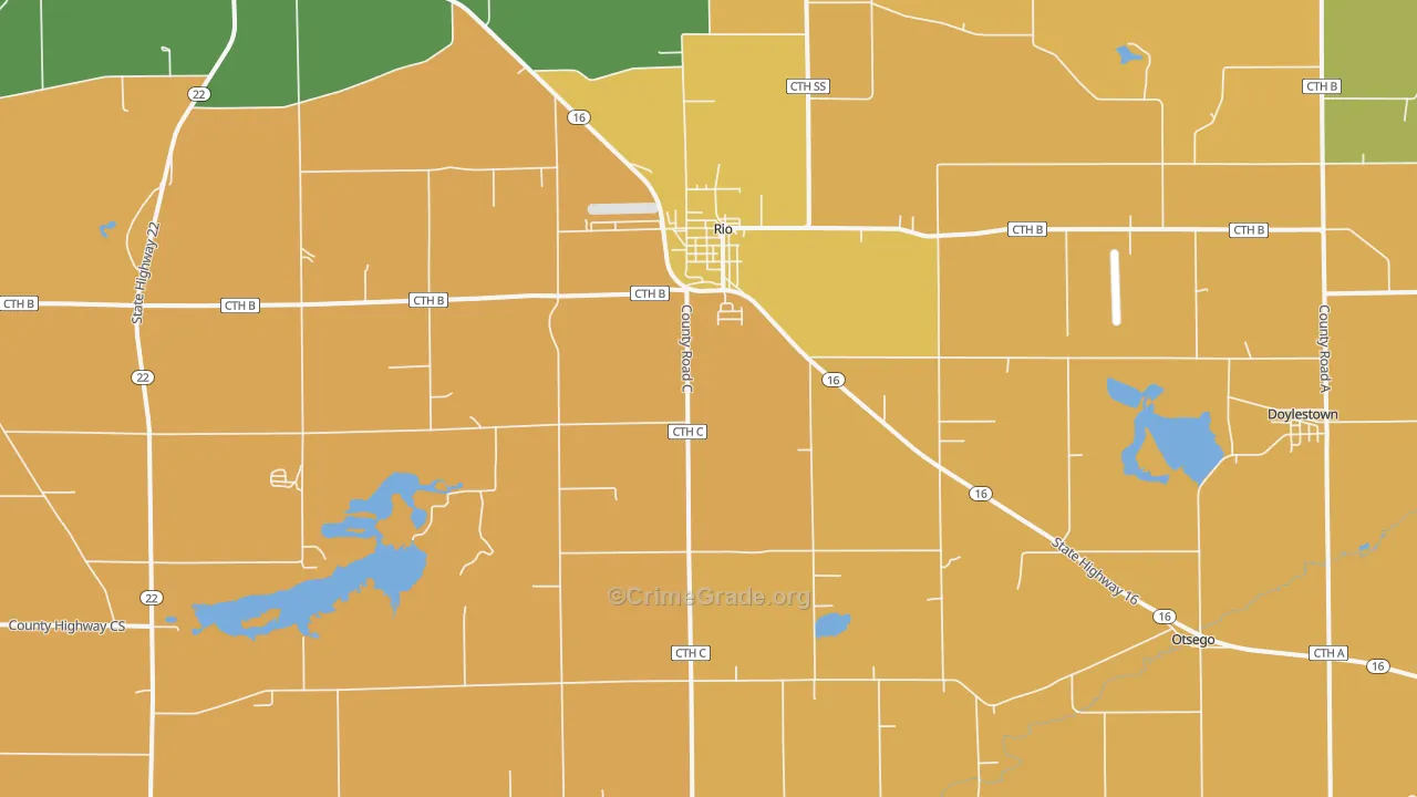 Rio, WI Map of Robbery Rates