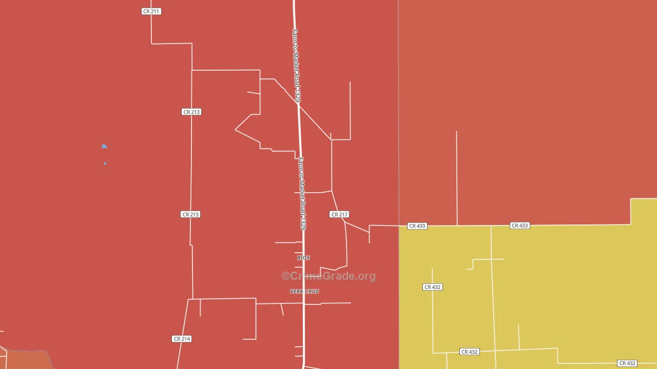 Rios, TX Map of Robbery Rates