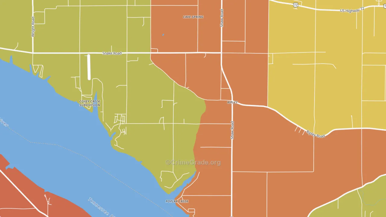 Ripley, AL Map of Robbery Rates